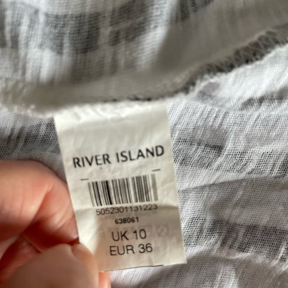 River Island Striped Slip Dress Size 10 Fit 8 White Black Strappy Midi - Picture 10 of 11